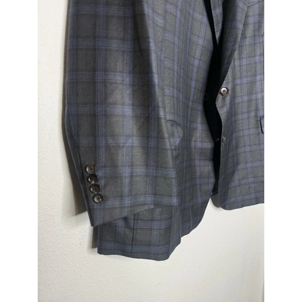 Samuelsohn Blazer Plaid Blue Black SB Garner Men 50 R Windowpane Sport Coat